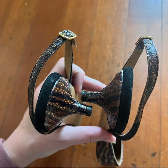 JEROME DREYFUSS Made in France Snakeskin Slingback Kitten Heels - Picture 4 of 8